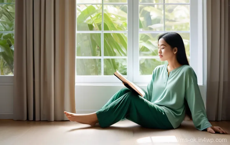 하루를 의미 있게 만드는 아침 루틴 - **Prompt:** A peaceful and serene morning scene featuring a young Malay woman in her late 20s, dress...