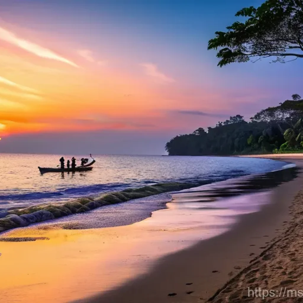 소중한 하루를 위한 여행지 추천 - **A Serene Sunset at Morib Beach, Selangor**
A wide-angle landscape image capturing a breathtaki...