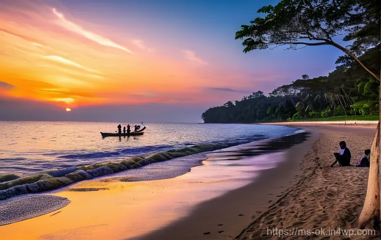 소중한 하루를 위한 여행지 추천 - **A Serene Sunset at Morib Beach, Selangor**
A wide-angle landscape image capturing a breathtaki...